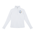 NURSE-NP-BLUE HEART PULLOVER-NP logo Women's Quarter-Zip Yoga Pullover add some warmth to your scrubs. 4 colors-4 sizes in this light weight pullover to wear on those days you just need a little style while you work.