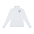 NURSE-NP-BLUE HEART PULLOVER-NP logo Women's Quarter-Zip Yoga Pullover add some warmth to your scrubs. 4 colors-4 sizes in this light weight pullover to wear on those days you just need a little style while you work.